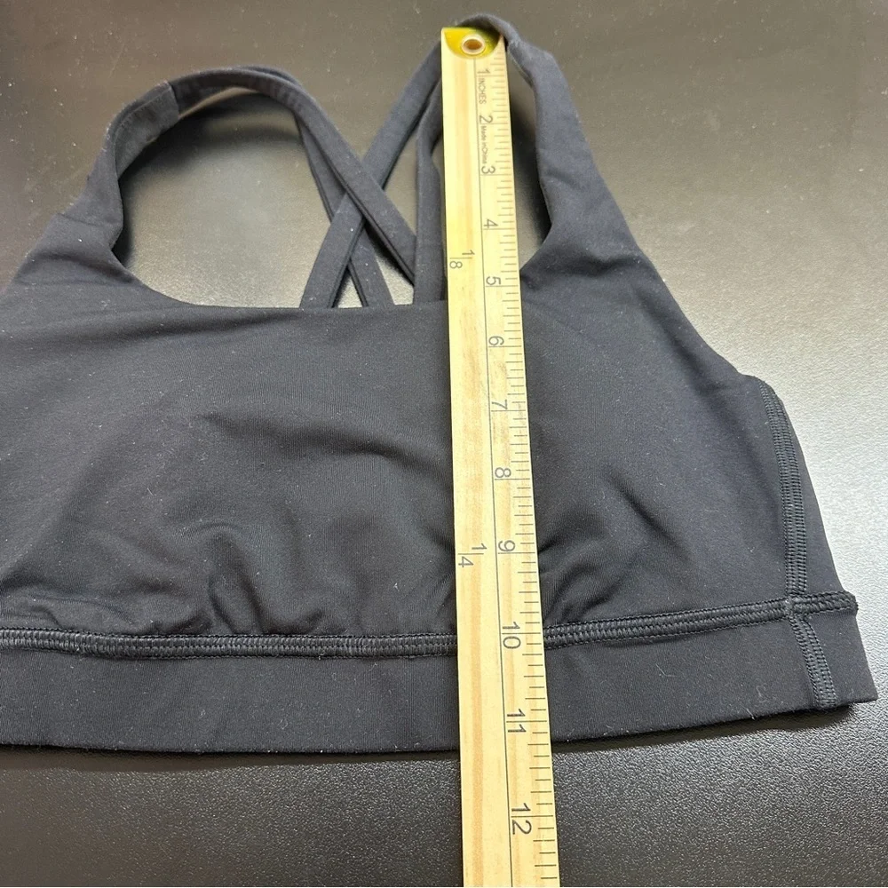 lululemon Energy Bra Medium Support Size 4 Black Strappy Back Yoga Gym Workout